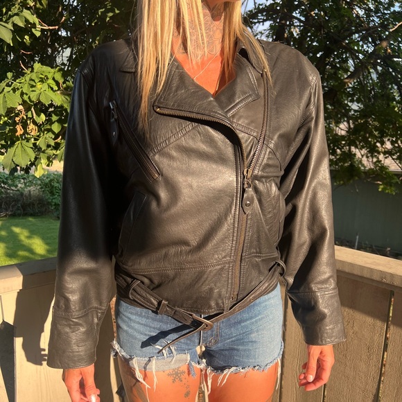 Vintage Leather bomber jacket MINT - Picture 3 of 6
